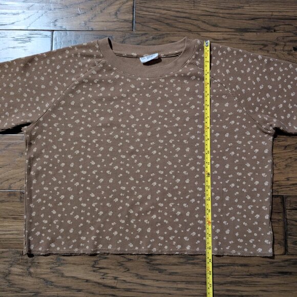 Gap kids waffle crew neck long sleeve shirt brown floral size XXL - Picture 7 of 12